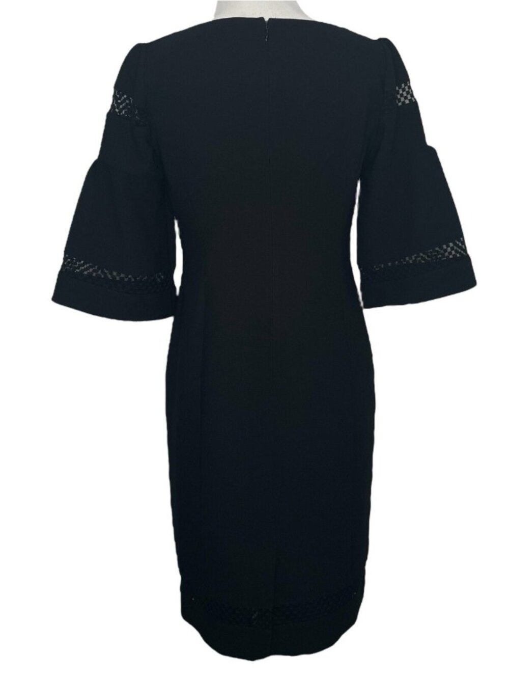 Talbots Womens Dress Size 4 Lined 3/4 Bell Sleeve Mesh Detail Zip Back - Picture 2 of 9